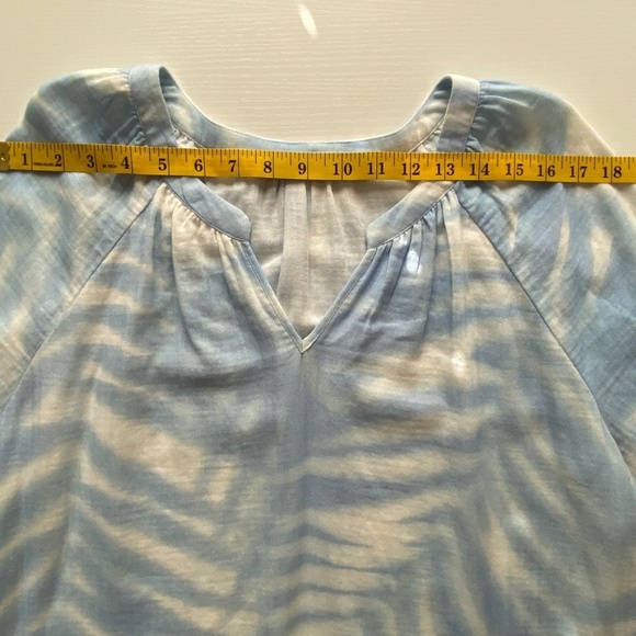 Soft Surroundings Womens Blaine Gauze Pullover 100% Cotton Blue Palms Size XL - Picture 11 of 12